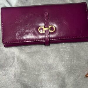 Kqueenstar Elegant Purple or burgundy Leather Clutch